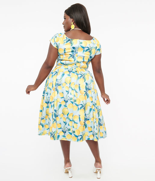 Yellow and shops blue plus size dress