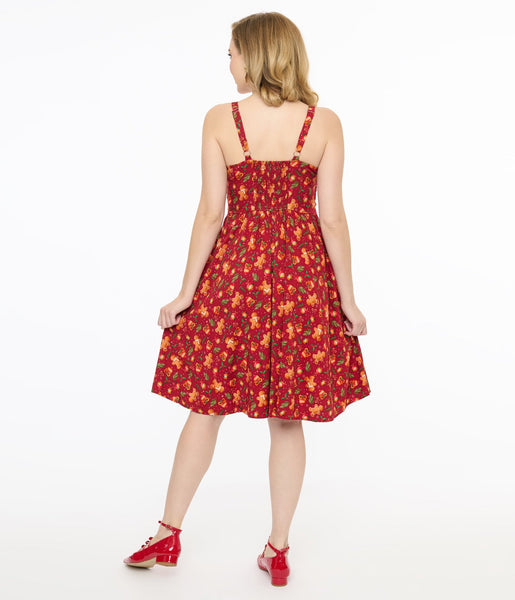 Vintage 80's Miss shops Hong Red Floral Midi Dress