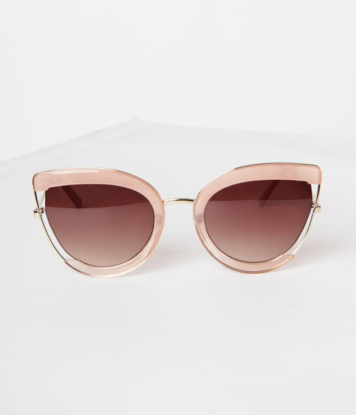 Vixen - Rosegold Frame Rosegold Lens Metal Cateye Sunglasses