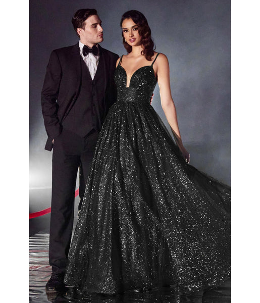 Cinderella Divine Black Glitter Sleeveless Ball Gown Unique Vintage