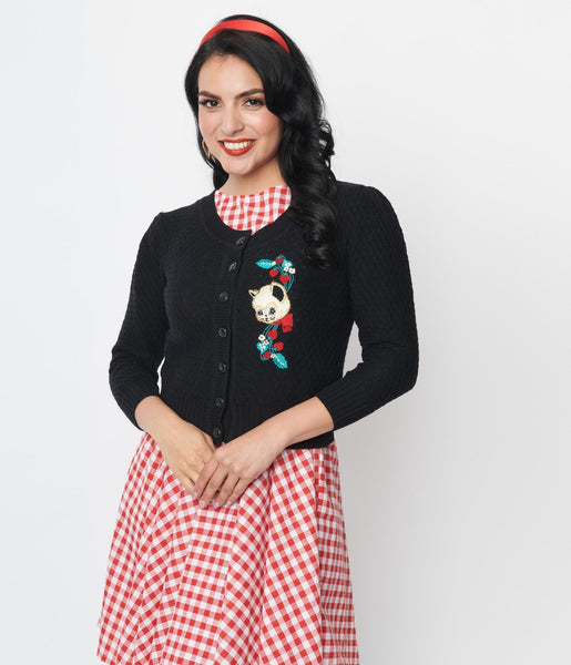 Retro & Vintage Black Strawberry Fields Forever Cardigan | Unique