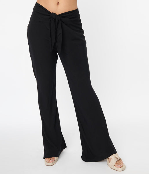 Black Tie Flowy Pants – Flea Style