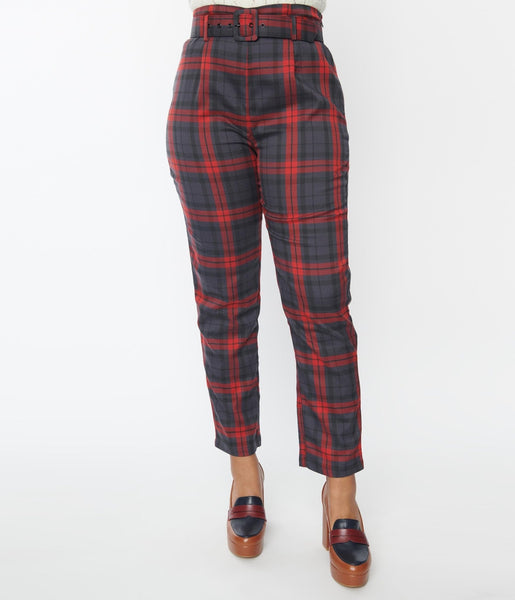 Burgundy hot sale plaid pants