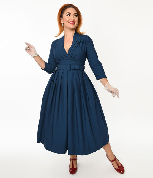 1940s Navy Catherine Midi Dress – Unique Vintage