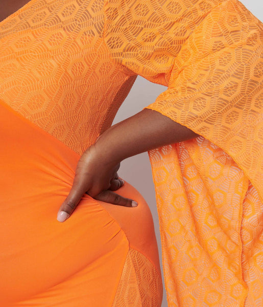 Orange shops lace maxi dress