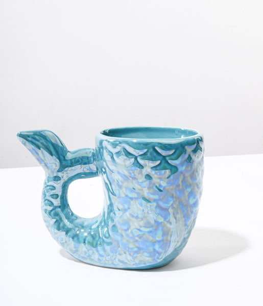 Real Blue and Gold Mermaid Coffee Mugs -Set of 4