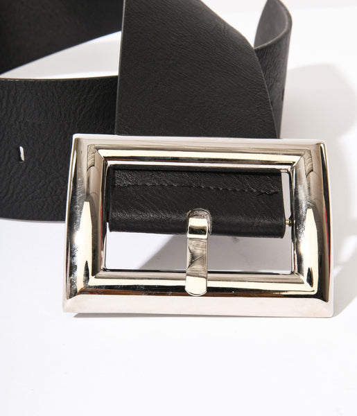 Carol Van Wyck Vintage Chunky Buckle outlet Black Grey Printed Belt