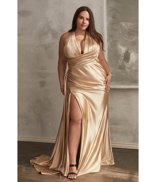 Prom dress size 4 Gold satin deals