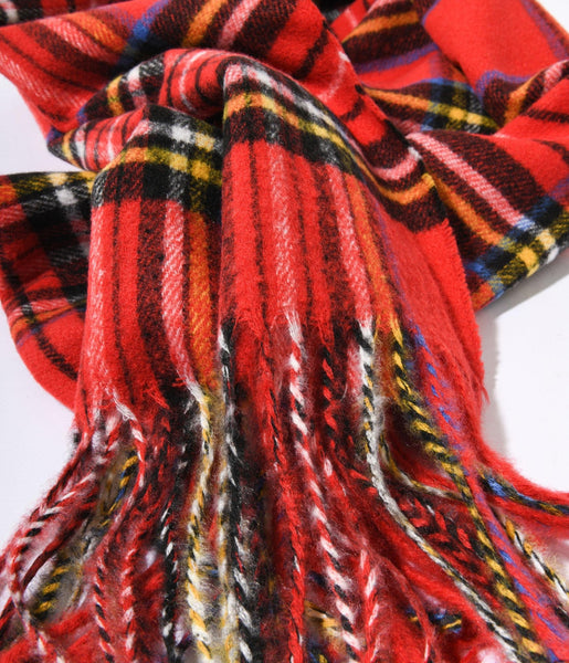 Unique Vintage Red Tartan Plaid Scarf