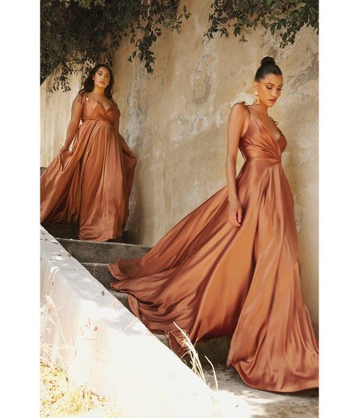 Cinderella Divine Sienna Flowy Satin A Line Bridesmaid Gown