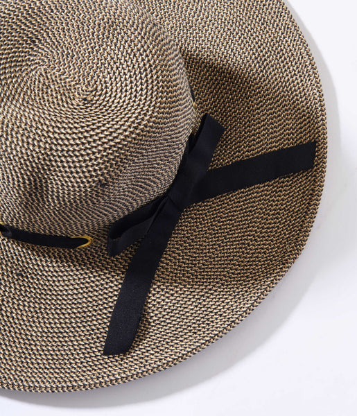 Retro & Vintage Tan & Black Ribbon Woven Cloche Hat