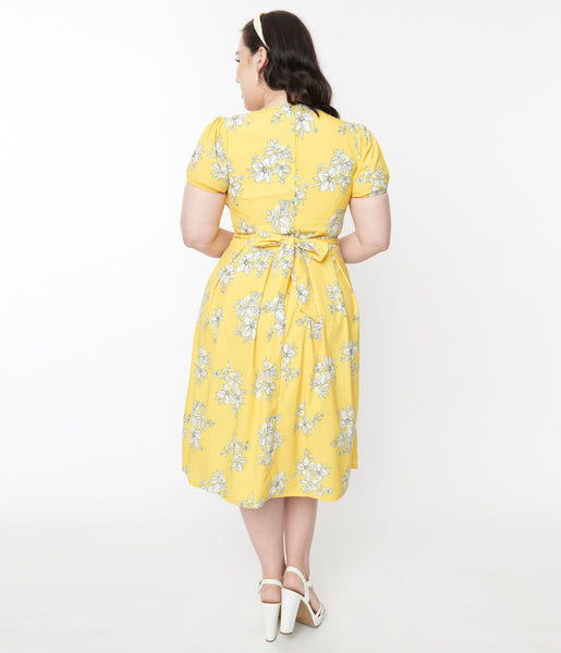 vintage yellow floral dress