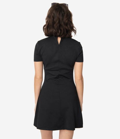 Smak Parlour Black Mock Turtleneck Wave Maker Mini Dress