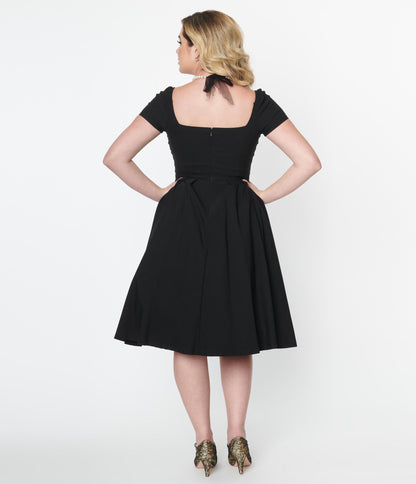 Unique Vintage Black Sweetheart Midge Swing Dress