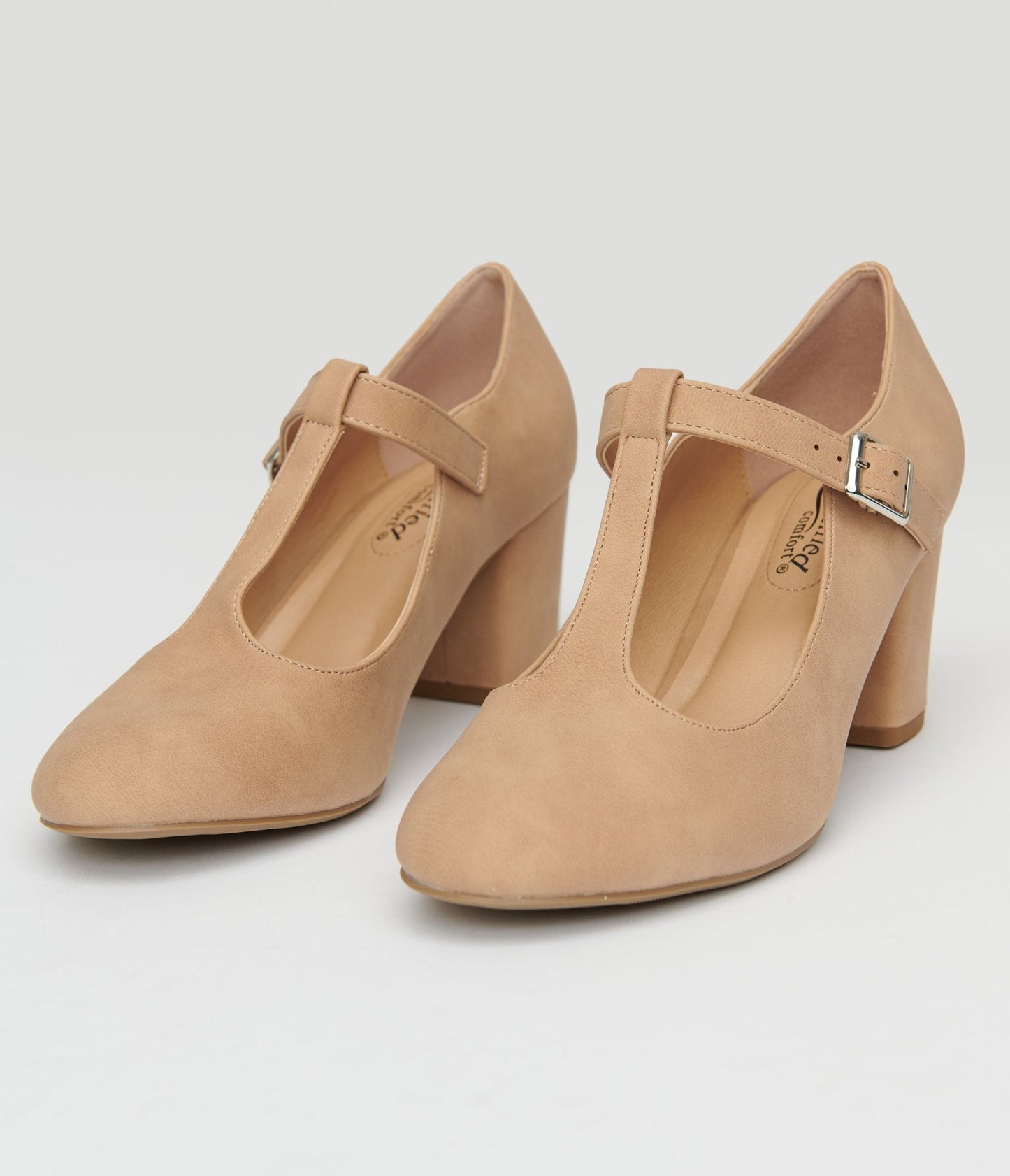 1920s Nude Suede T - Strap Mary Jane Heels - Unique Vintage - Womens, SHOES, HEELS