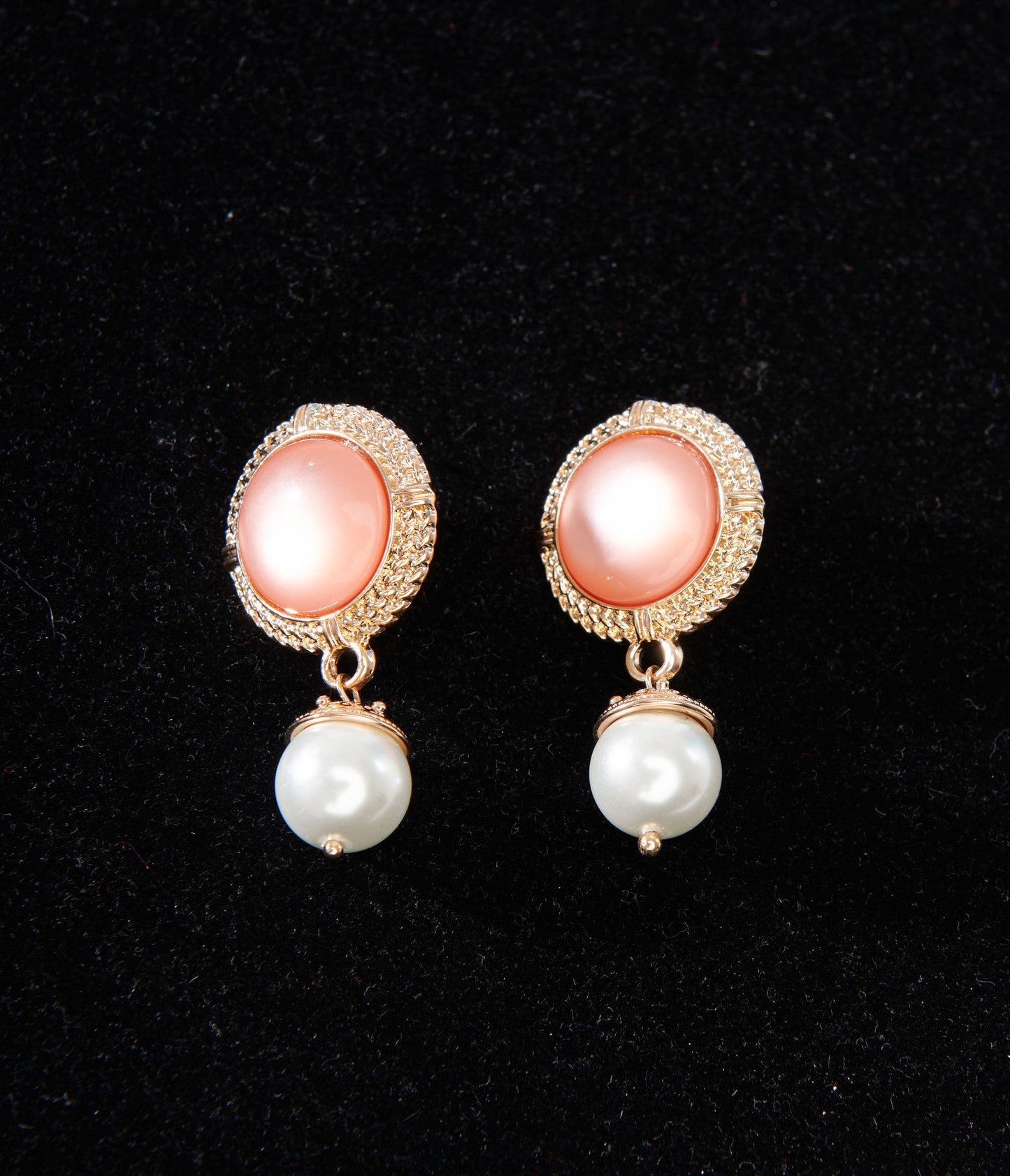 1920s Pink Pearl Art Deco Earrings - Unique Vintage - Womens, ACCESSORIES, JEWELRY