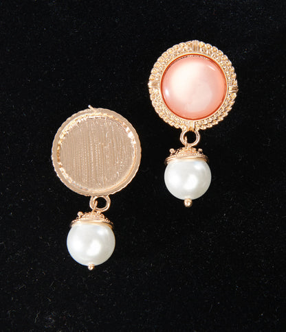 1920s Pink Pearl Art Deco Earrings - Unique Vintage - Womens, ACCESSORIES, JEWELRY