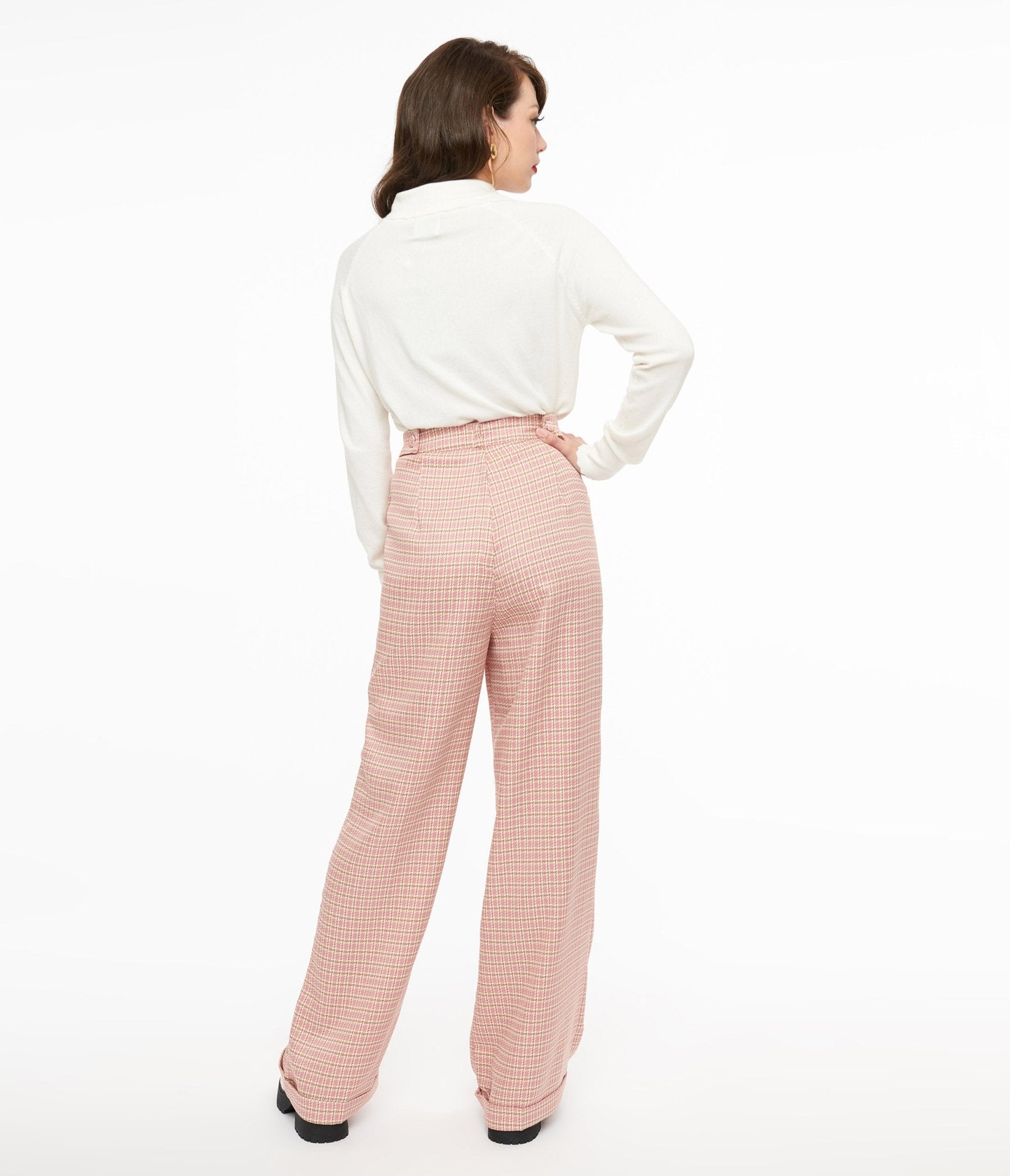 1940s Pink Check Ruby Trousers - Unique Vintage - Womens, BOTTOMS, PANTS