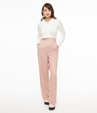 1940s Pink Check Ruby Trousers - Unique Vintage - Womens, BOTTOMS, PANTS