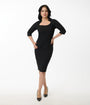 1950s Black Old Hollywood Pencil Dress