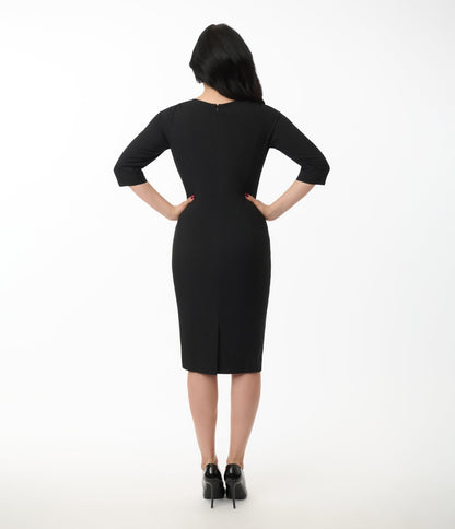 1950s Black Old Hollywood Pencil Dress - Unique Vintage - Womens, DRESSES, WIGGLE