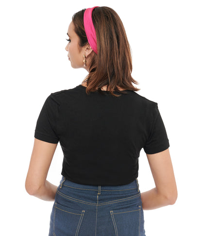 1950s Black Pin Up Gang Fitted Graphic Tee - Unique Vintage - Womens, GRAPHIC TEES, TEES