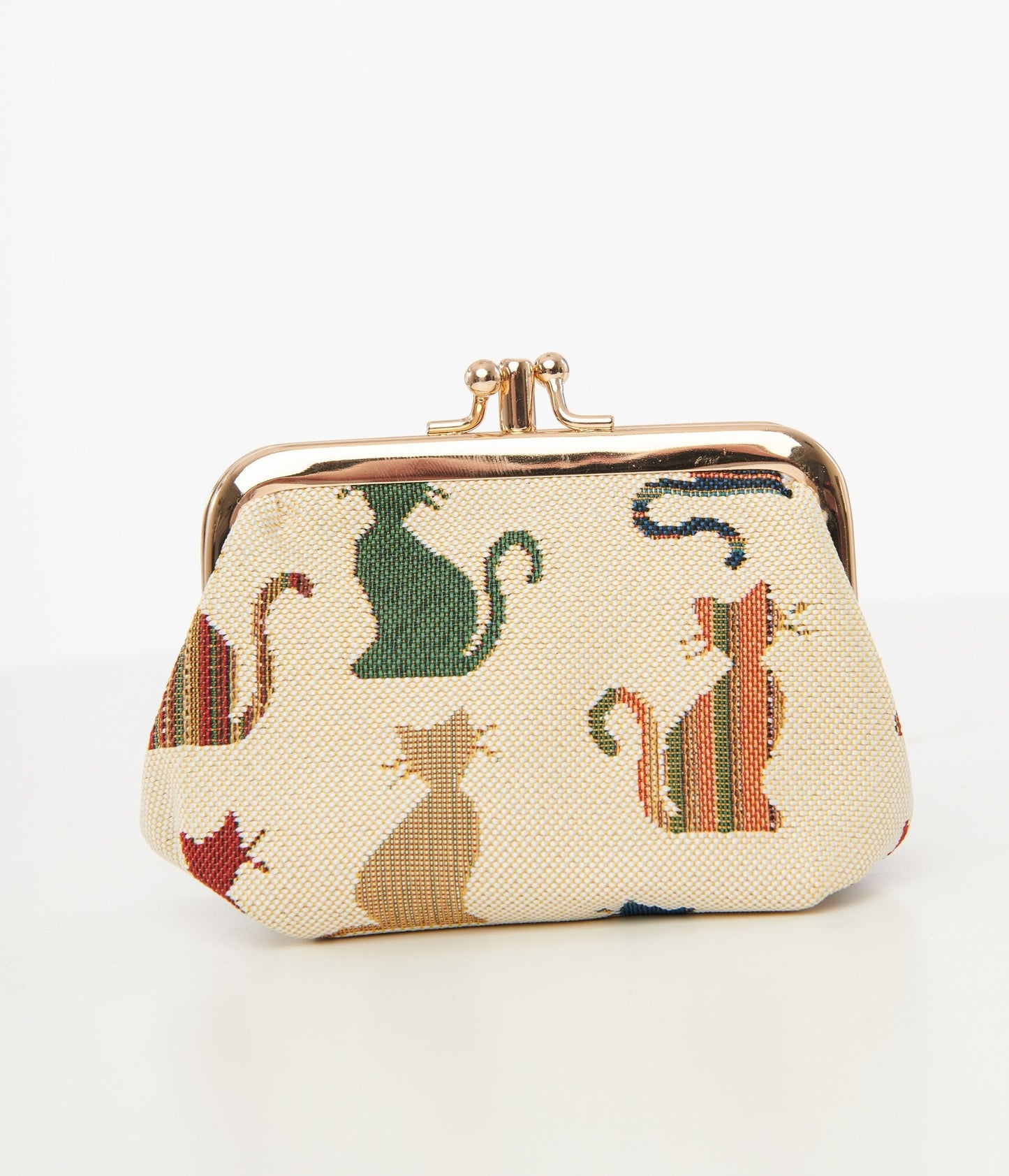 1950s Cheeky Cat Woven Coin Purse - Unique Vintage - Womens, ACCESSORIES, HANDBAGS