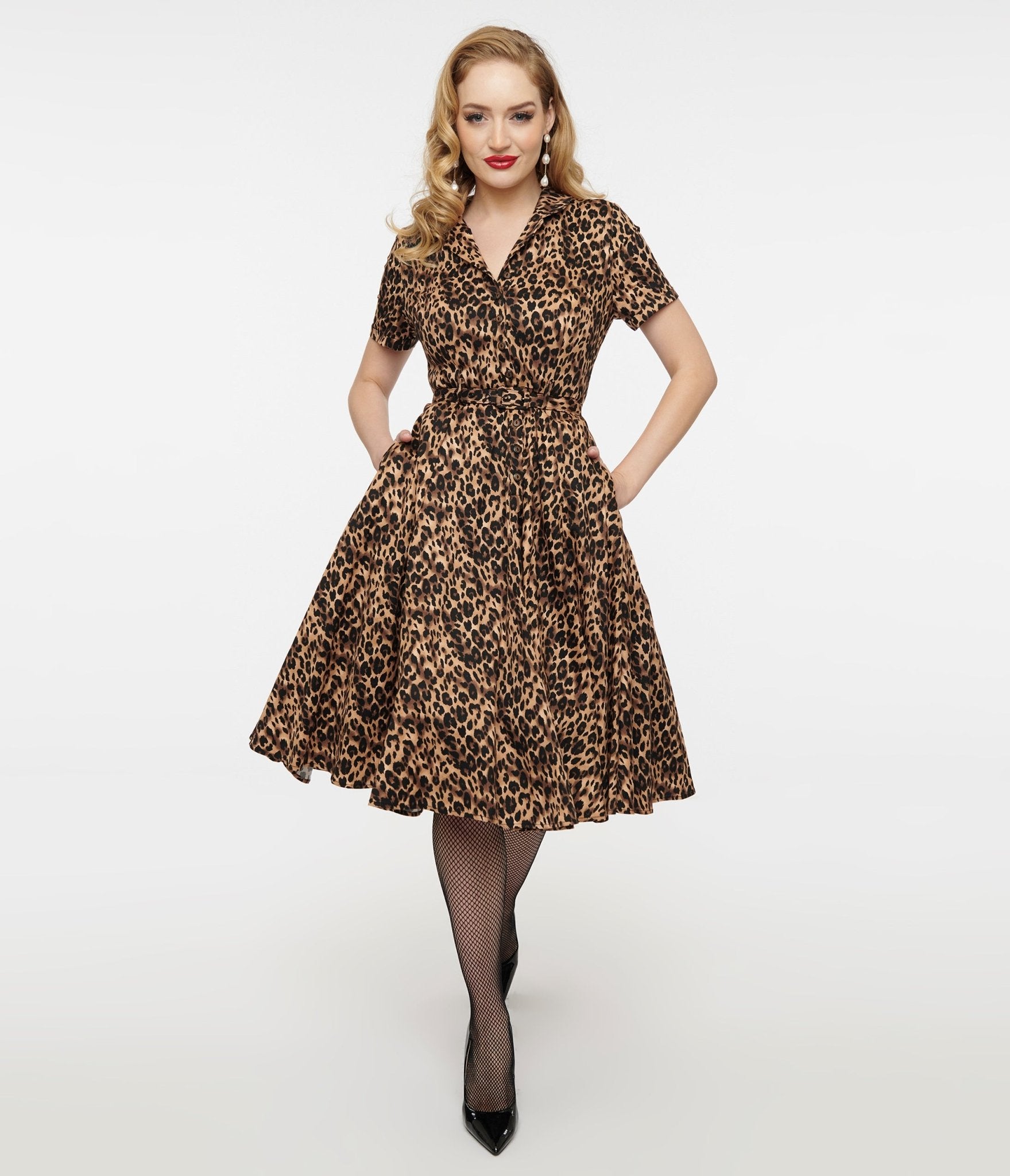 1950's leopard print dress hotsell