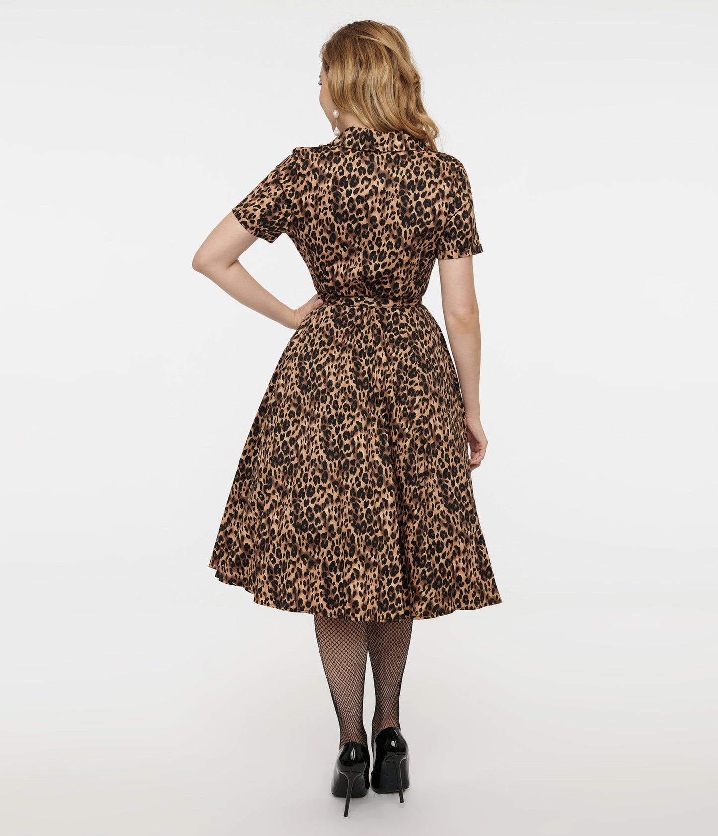 1950s Cheetah Girl Belted Swing Dress - Unique Vintage - Womens, DRESSES, SWING