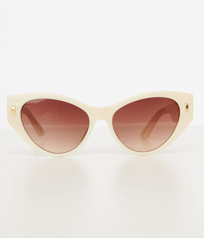 1950s Cream Cat Eye Sunglasses - Unique Vintage - Womens, ACCESSORIES, SUNGLASSES