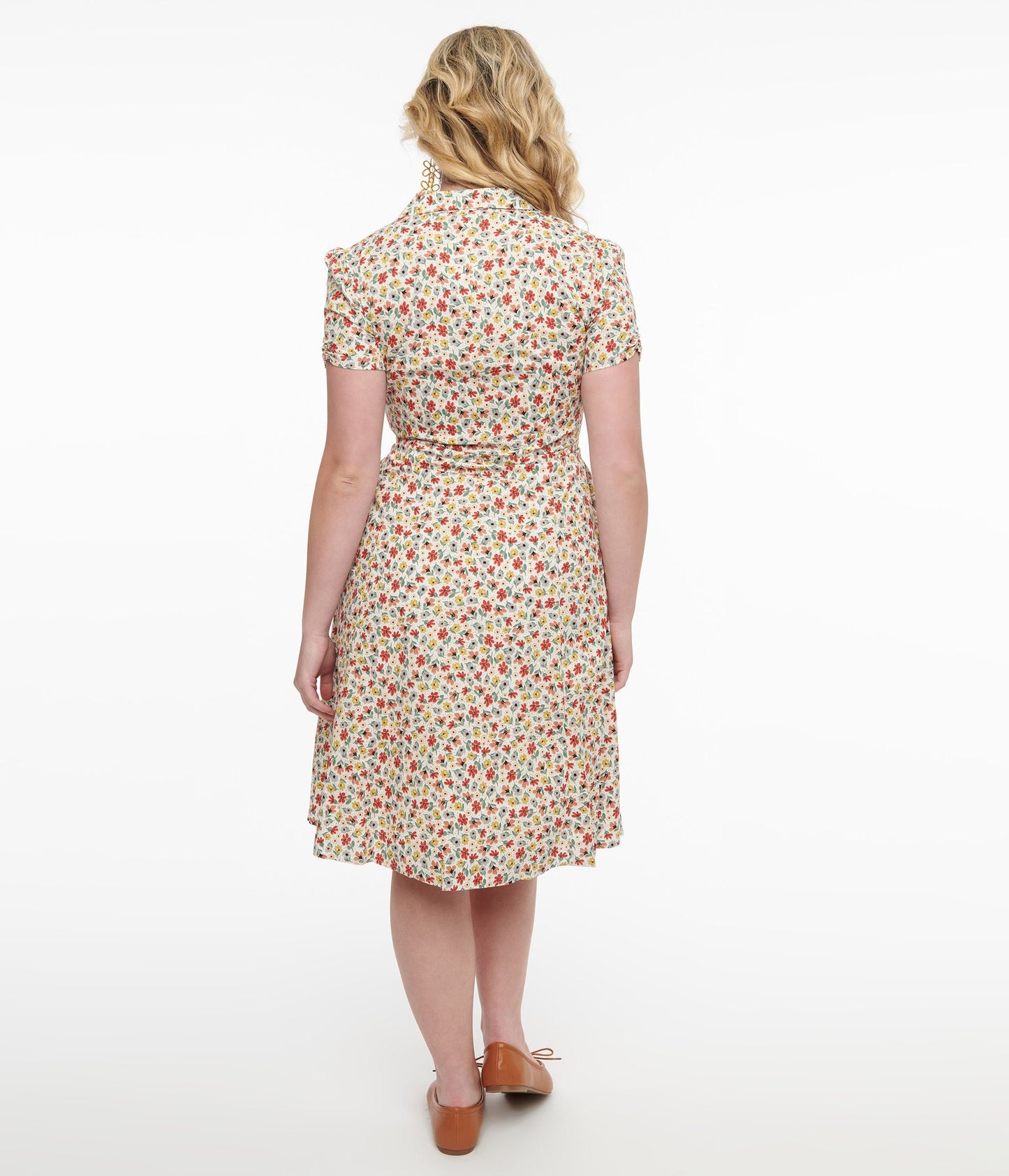 1950s Cream & Multicolor Floral Fit & Flare Dress - Unique Vintage - Womens, DRESSES, FIT AND FLARE