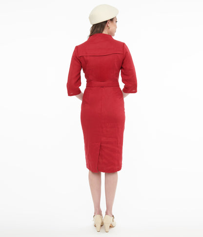 1950s Red Belted Wiggle Dress – Unique Vintage