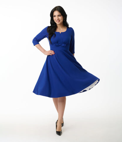 1950s Royal Blue Reese Swing Dress - Unique Vintage - Womens, DRESSES, SWING