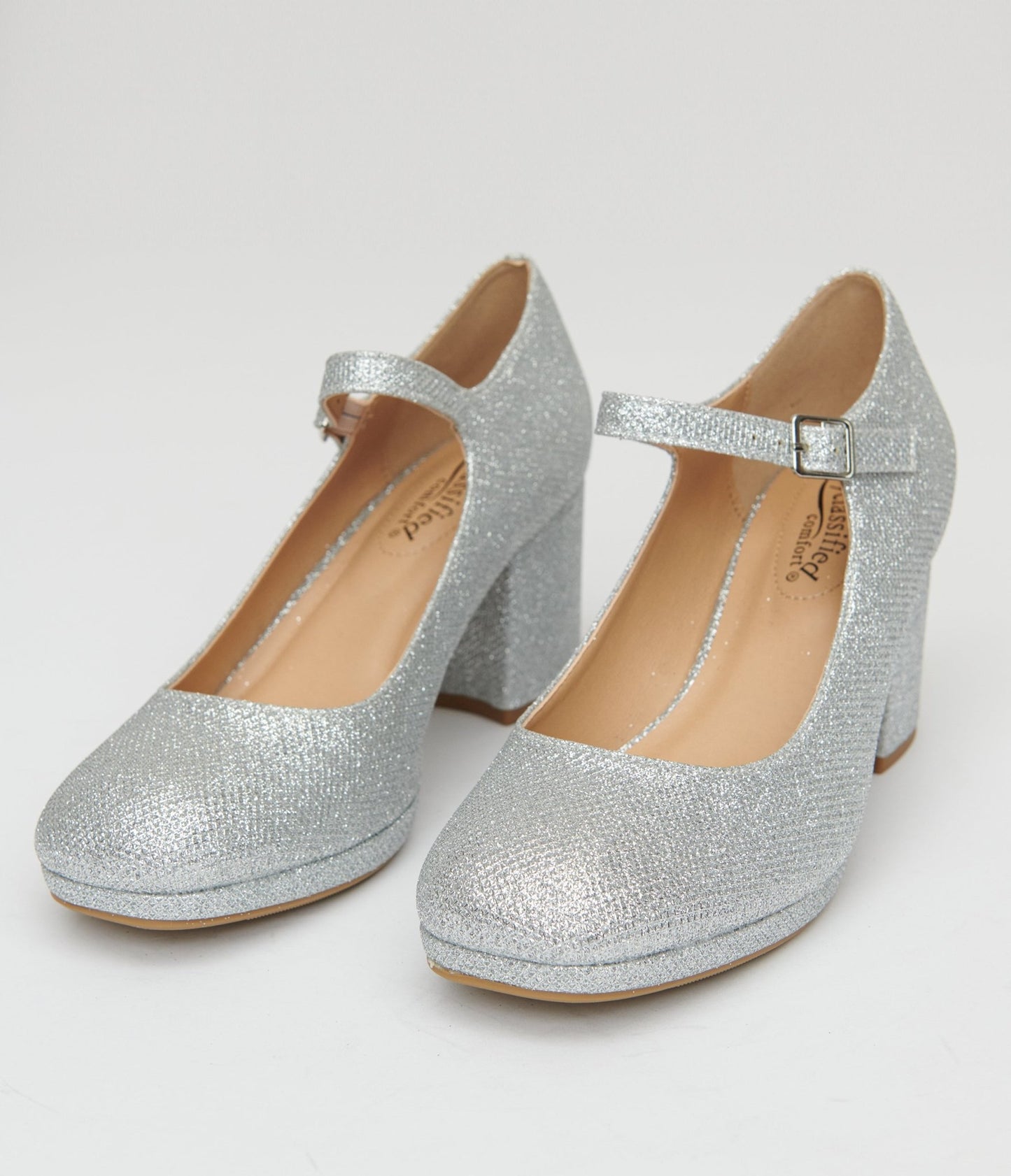 1950s Silver Square Toe Mary Jane Pumps - Unique Vintage - Womens, SHOES, HEELS