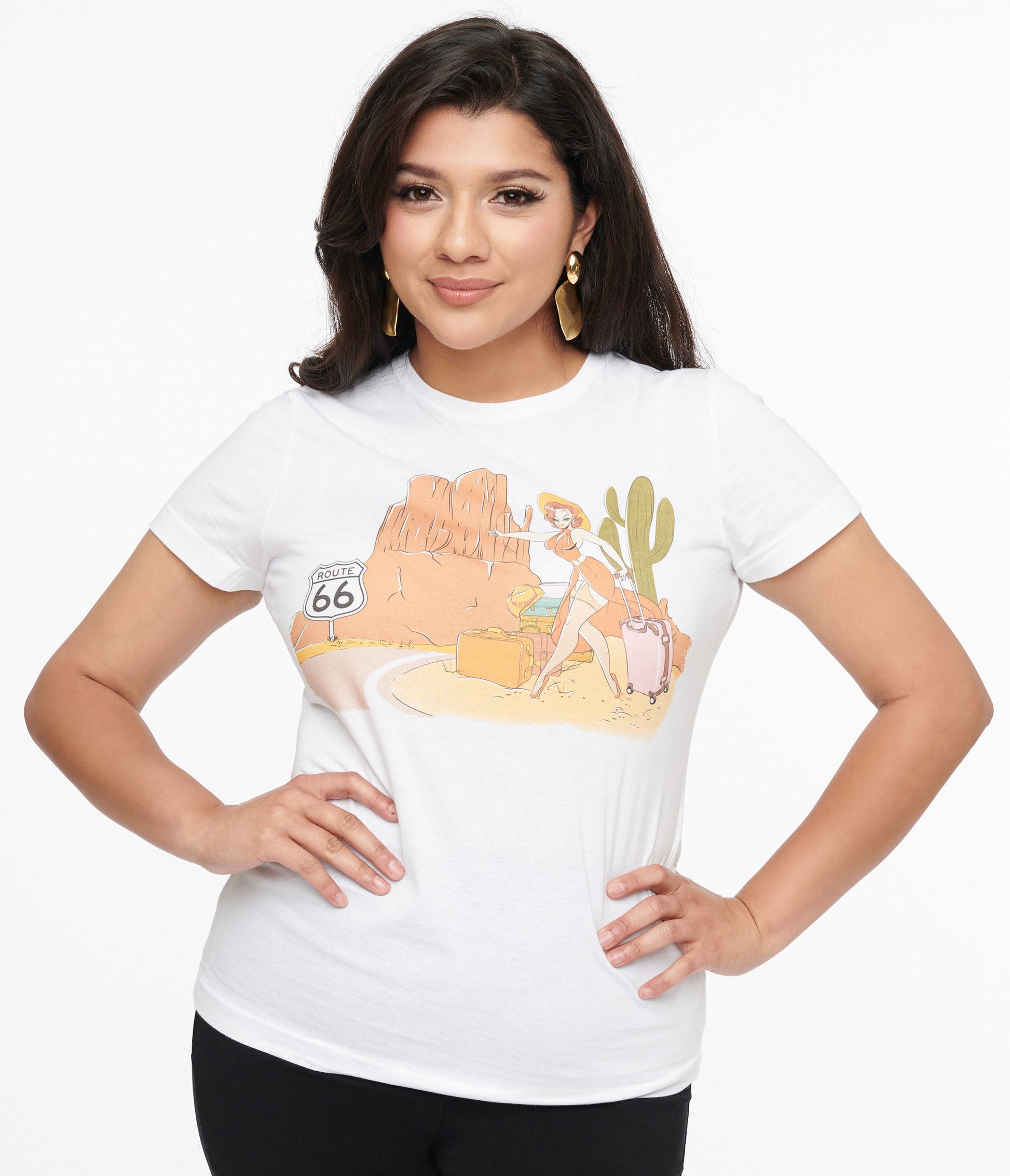 1950s White The Traveler Fitted Graphic Tee - Unique Vintage - Womens, GRAPHIC TEES, TEES