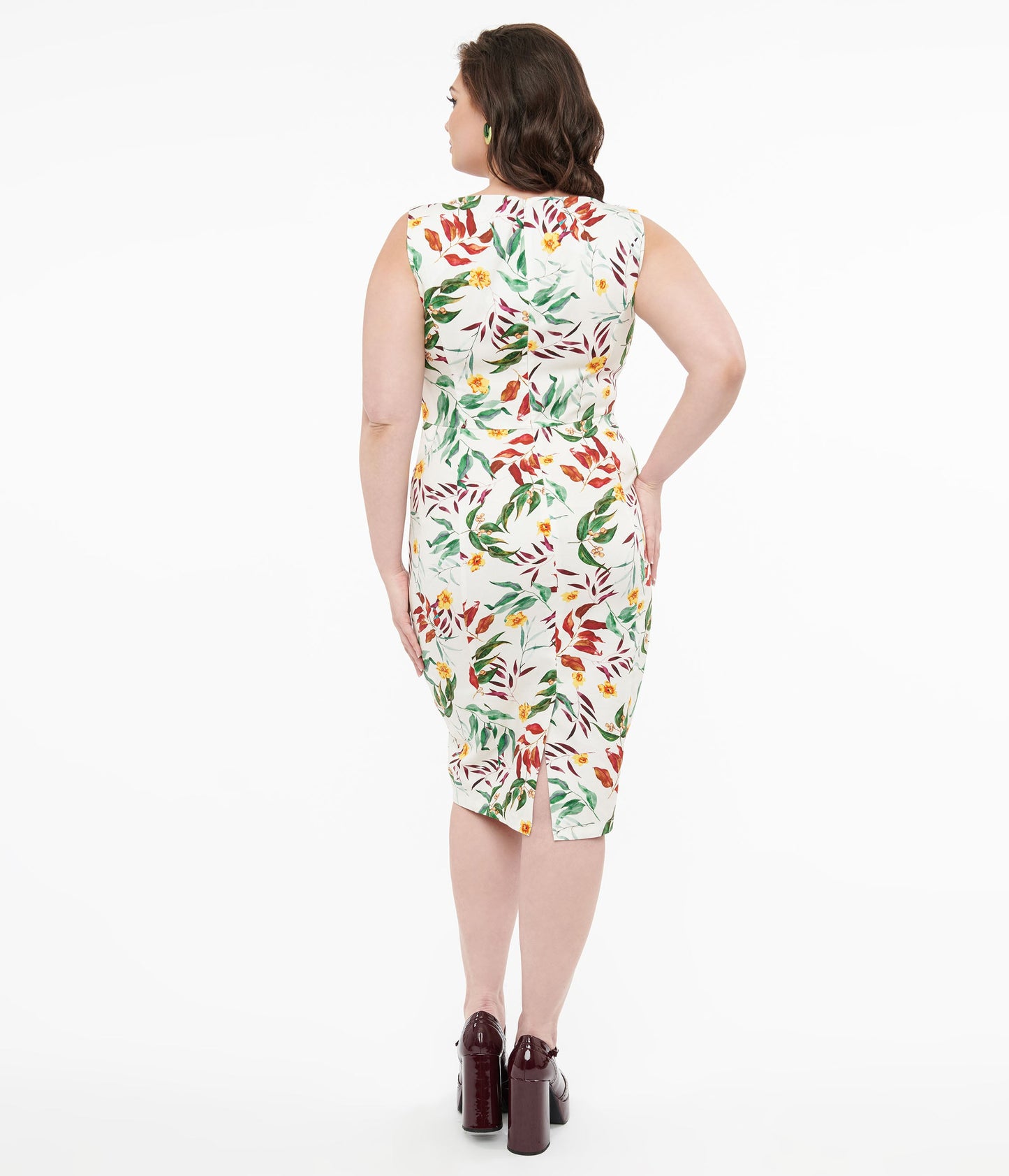 1950s White & Tropical Floral Cotton Jewel Wiggle Dress - Unique Vintage - Womens, DRESSES, WIGGLE