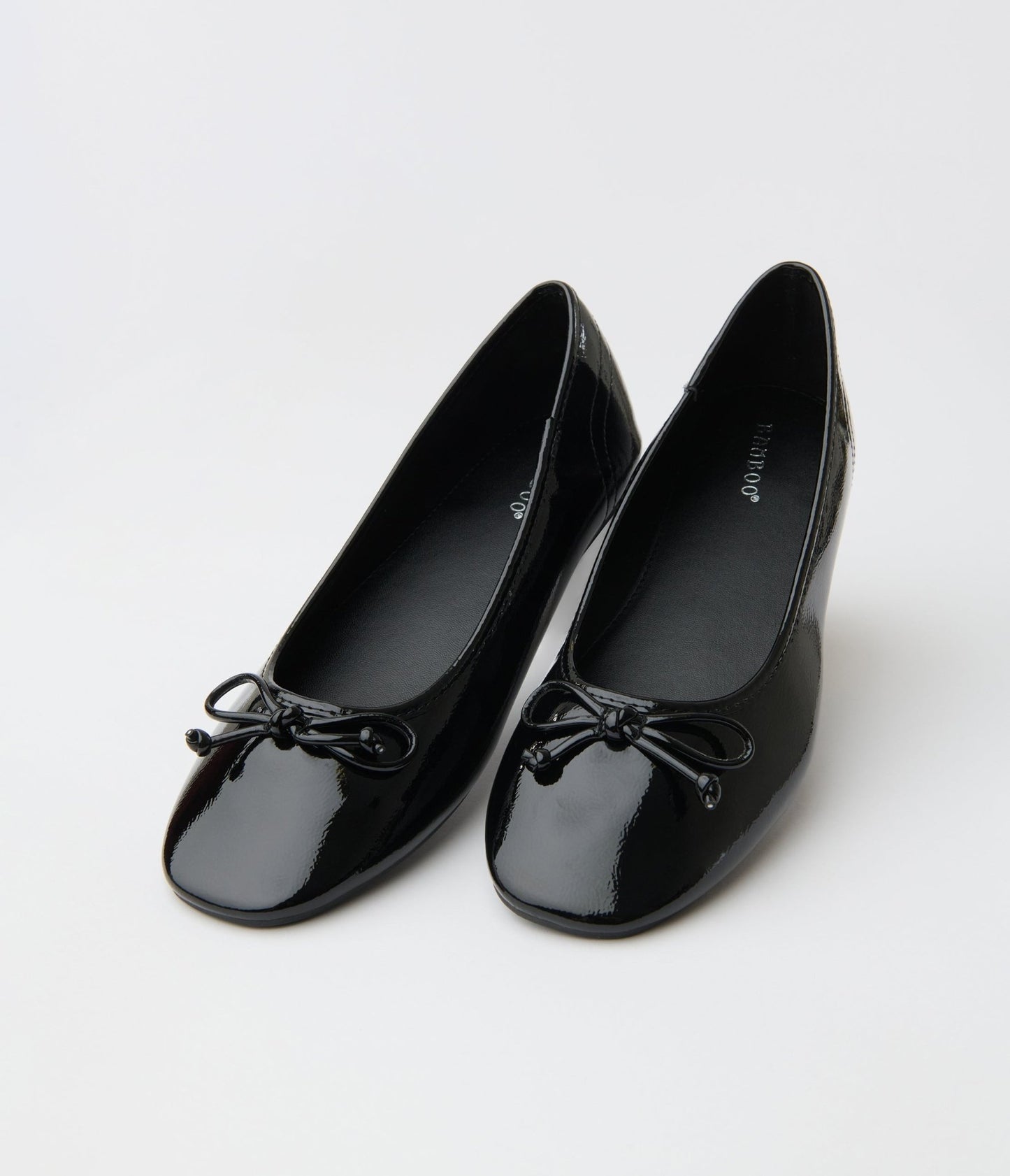 1960s Black Patent Leatherette Bow Flats - Unique Vintage - Womens, SHOES, FLATS