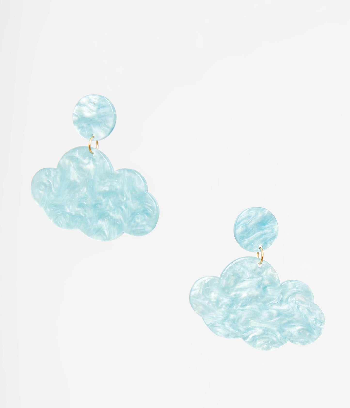 1960s Light Blue Shimmer Cloud Earrings - Unique Vintage - Womens, ACCESSORIES, JEWELRY