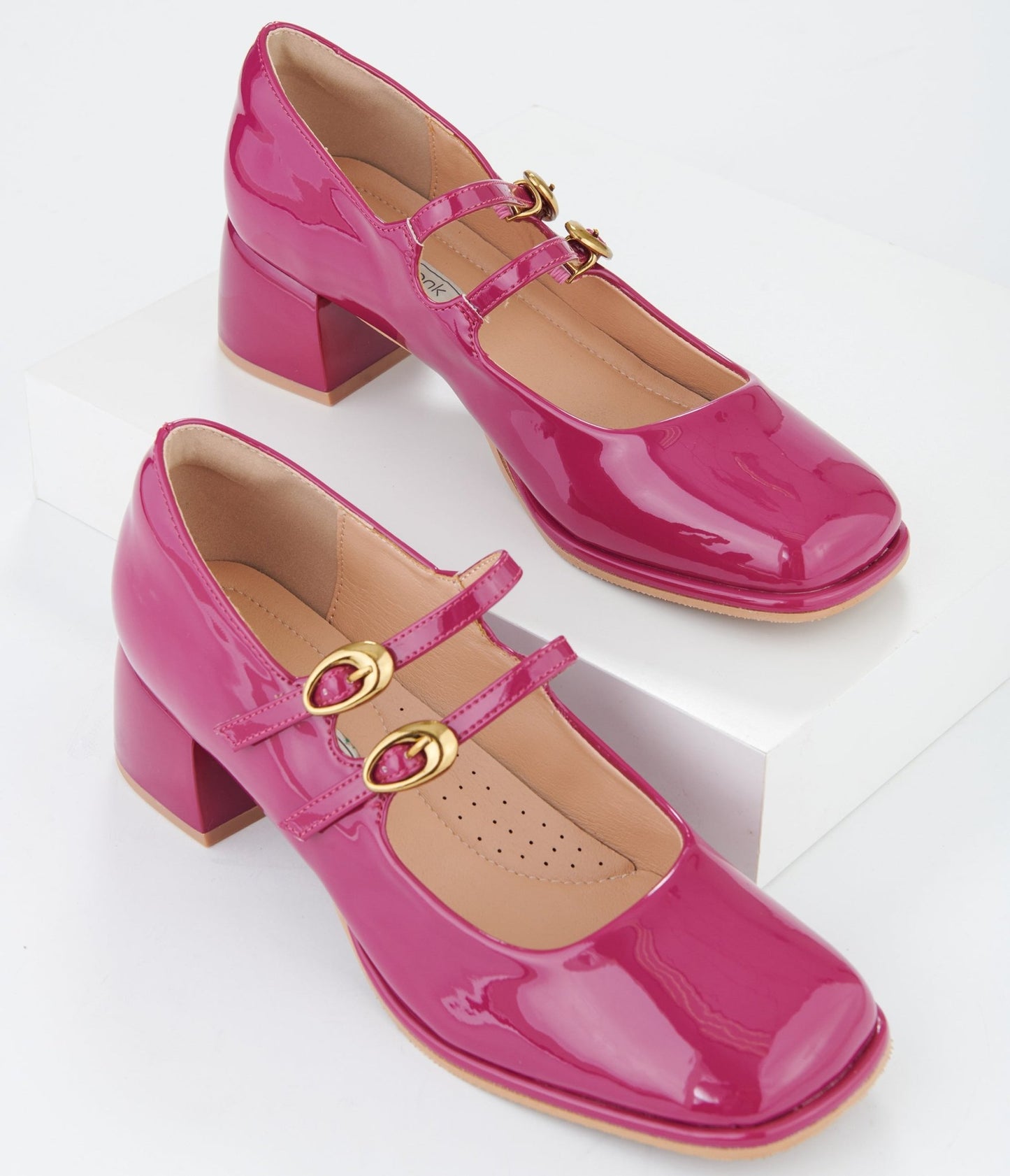 1960s Magenta Patent Leatherette Sweet Elizabeth Pumps - Unique Vintage - Womens, SHOES, HEELS