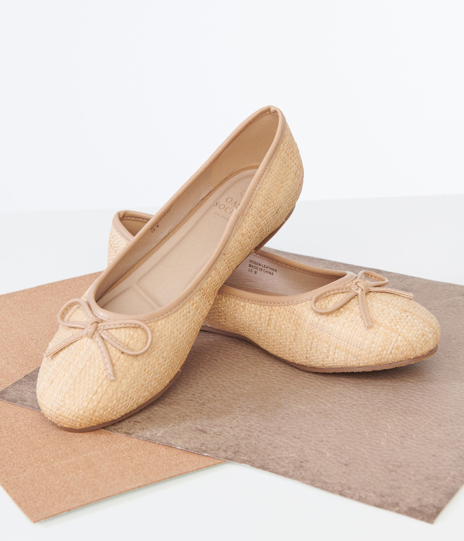 1960s Rattan Bow Ballet Flats - Unique Vintage - Womens, SHOES, FLATS