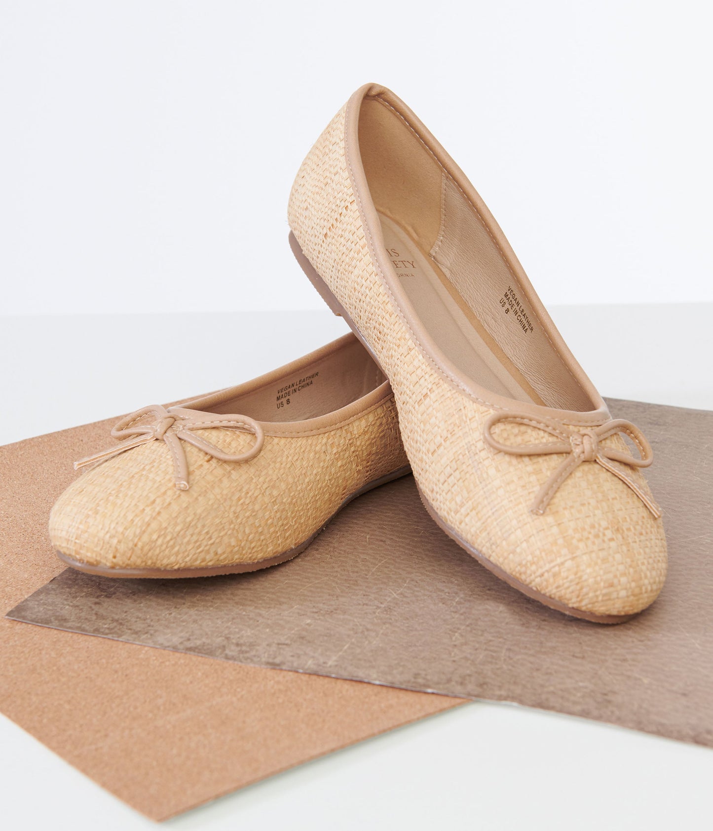 1960s Rattan Bow Ballet Flats - Unique Vintage - Womens, SHOES, FLATS