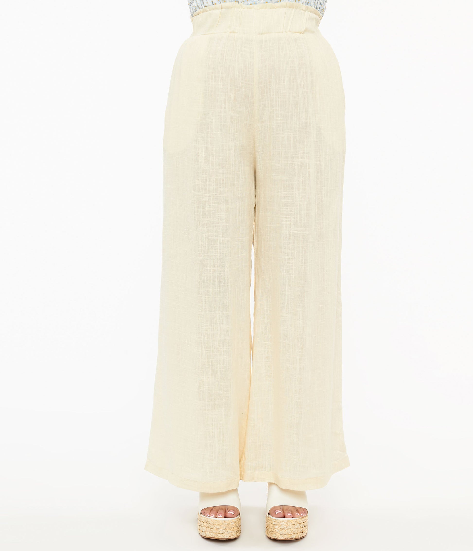 1970s Ivory Wide Leg Pants - Unique Vintage - Womens, BOTTOMS, PANTS