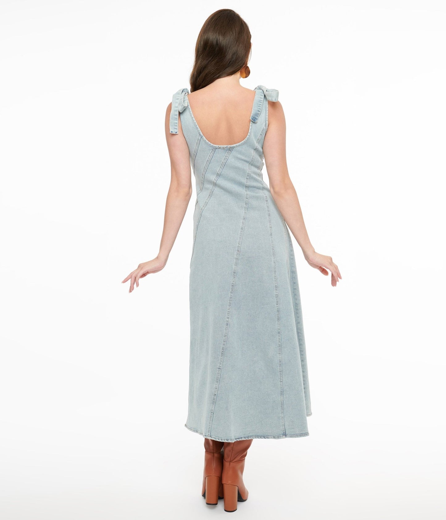 1970s Light Blue Denim Midi Dress - Unique Vintage - Womens, DRESSES, MIDI