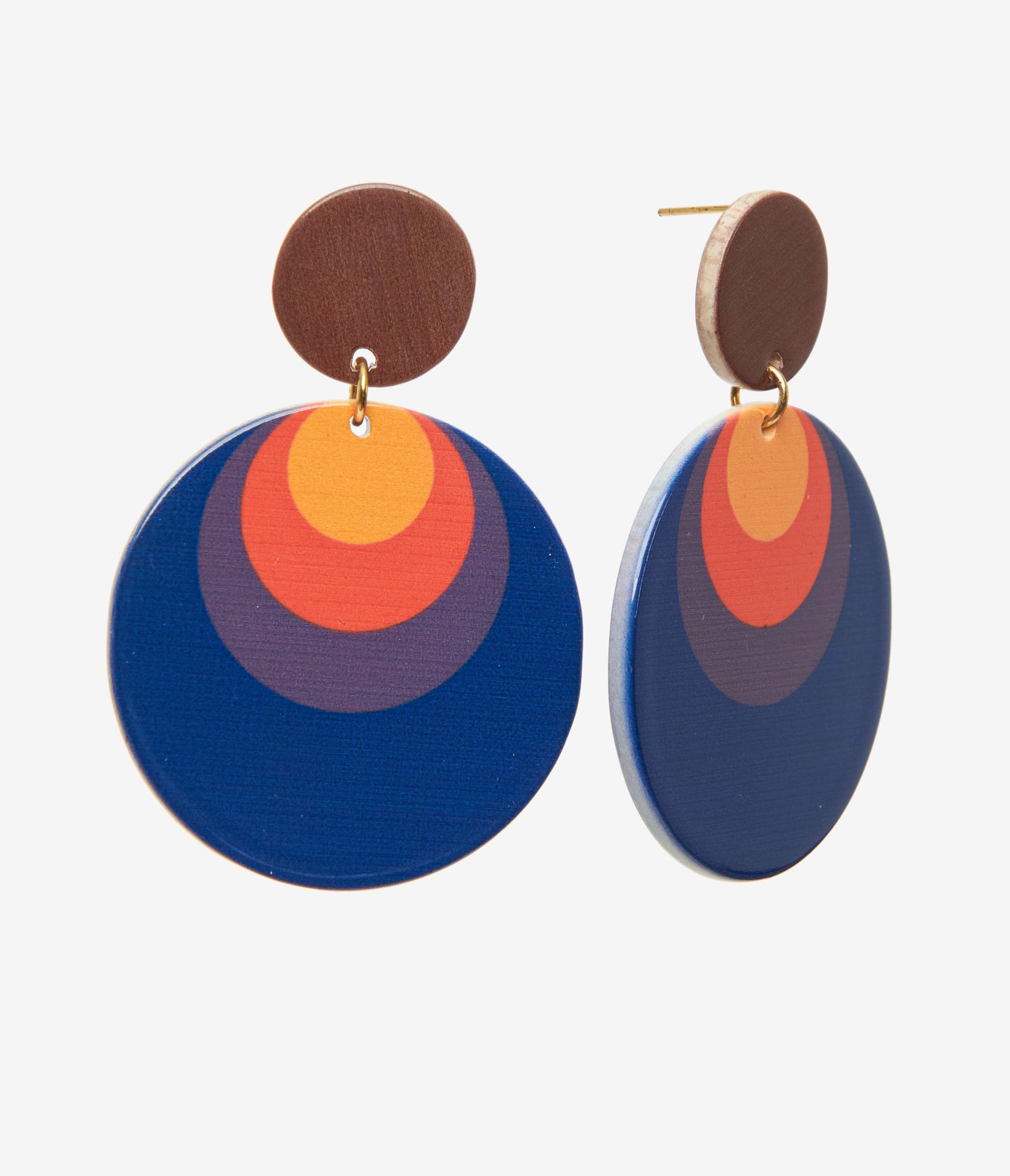 1970s Retro Circle Drop Earrings - Unique Vintage - Womens, ACCESSORIES, JEWELRY