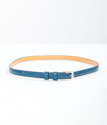 1950s Teal Skinny Leatherette Belt