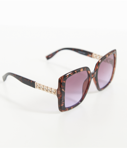 1970s Brown Tortoise Square Sunglasses