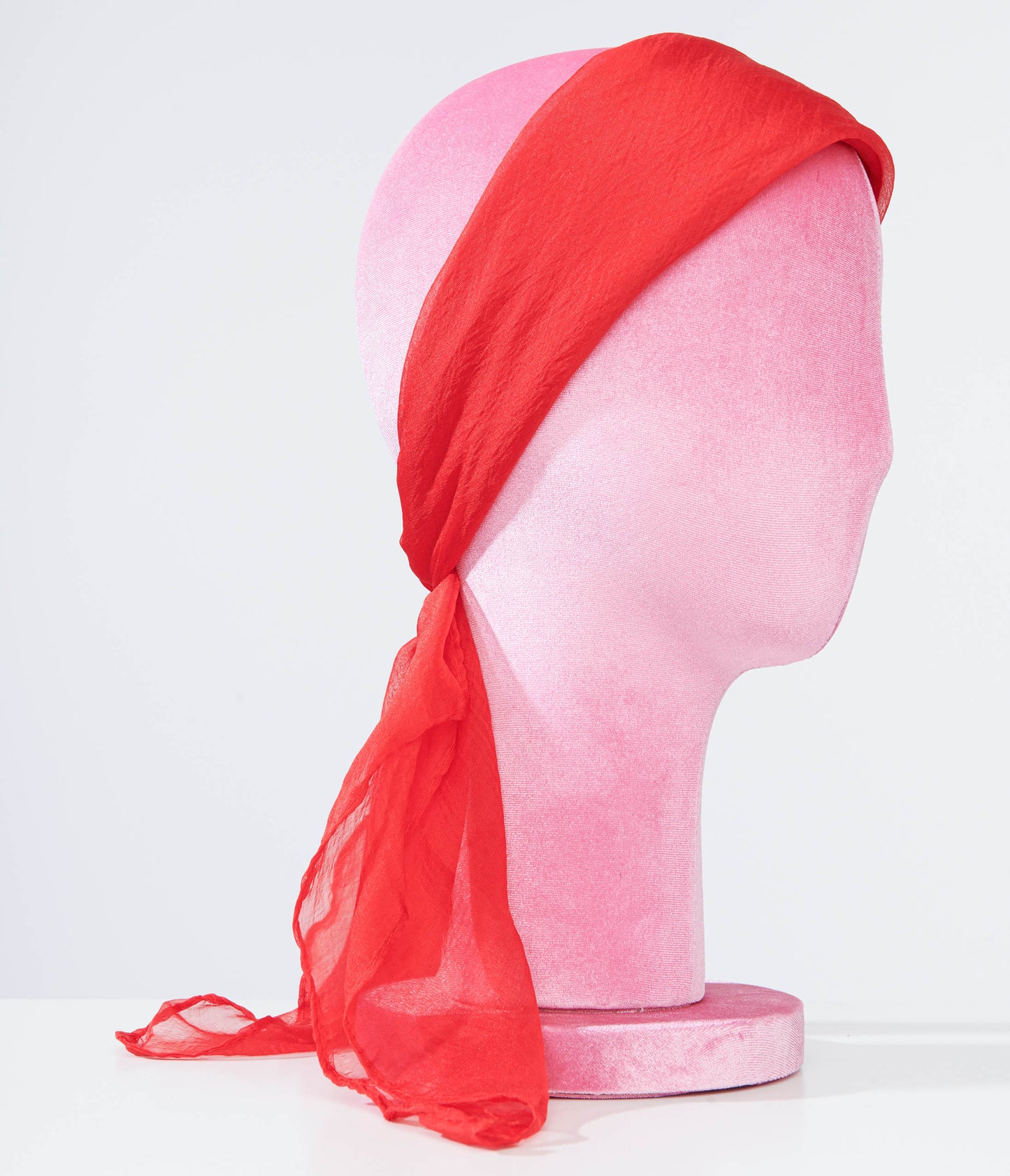 Unique Vintage 1950s Red Chiffon Hair Scarf