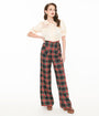 Smak Parlour 1960s Black & Red Plaid Wide Leg Trousers