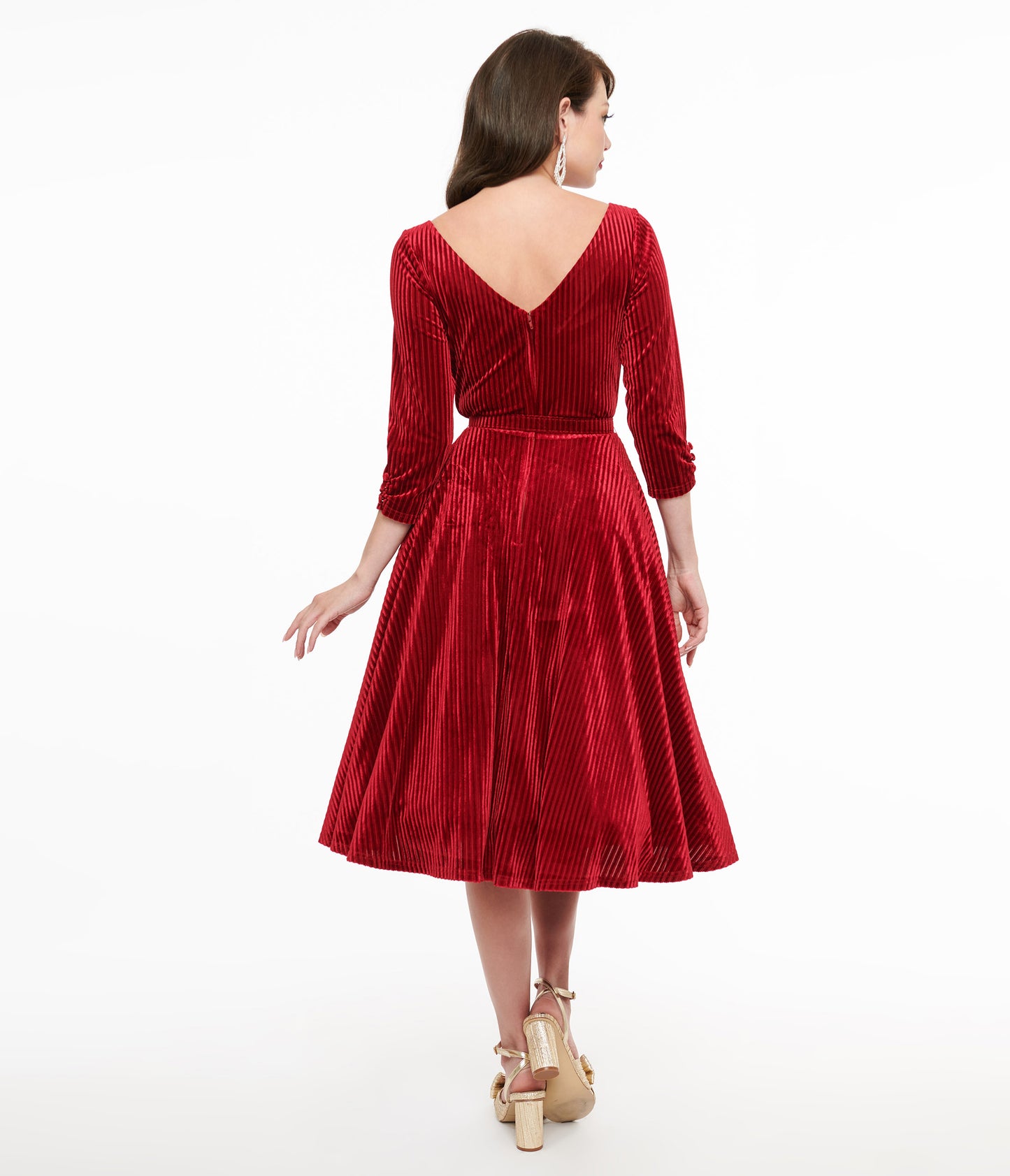 Unique Vintage 1950s Burgundy Textured Velvet Devon Swing Dress