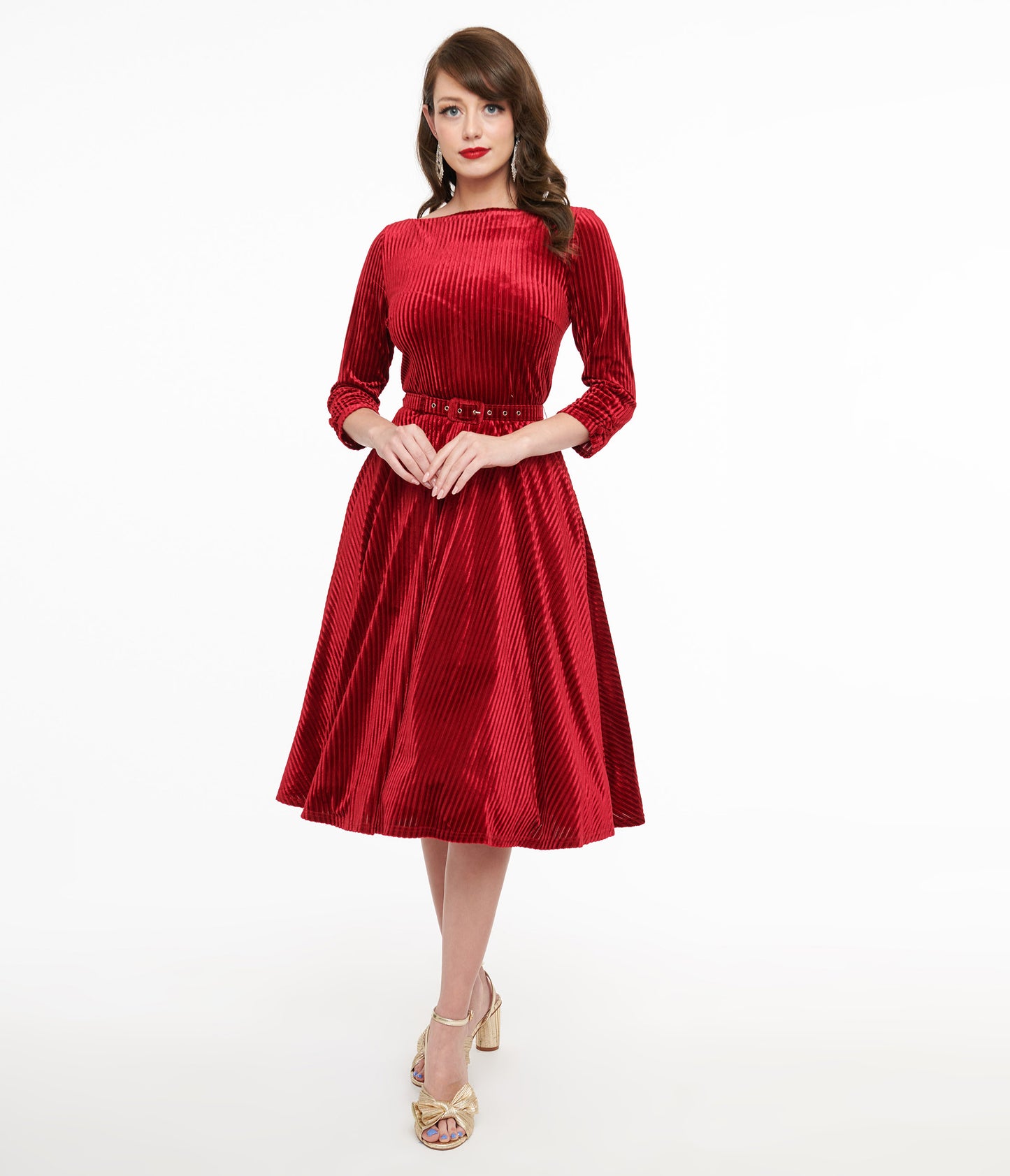 Unique Vintage 1950s Burgundy Textured Velvet Devon Swing Dress